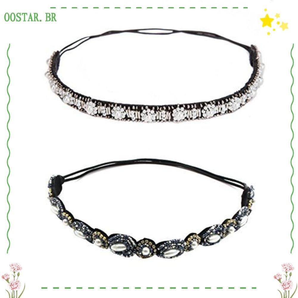OOSTAR Faixa De Cabelo De Gravata , Elástico Rhinestone Testa , Boêmia Jóias Pérolas Frontlet Tiara Mulher
