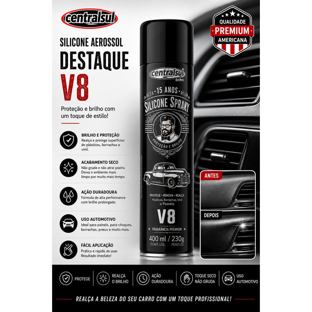 Silicone Spray V8 400ml  Destaque  Centralsul