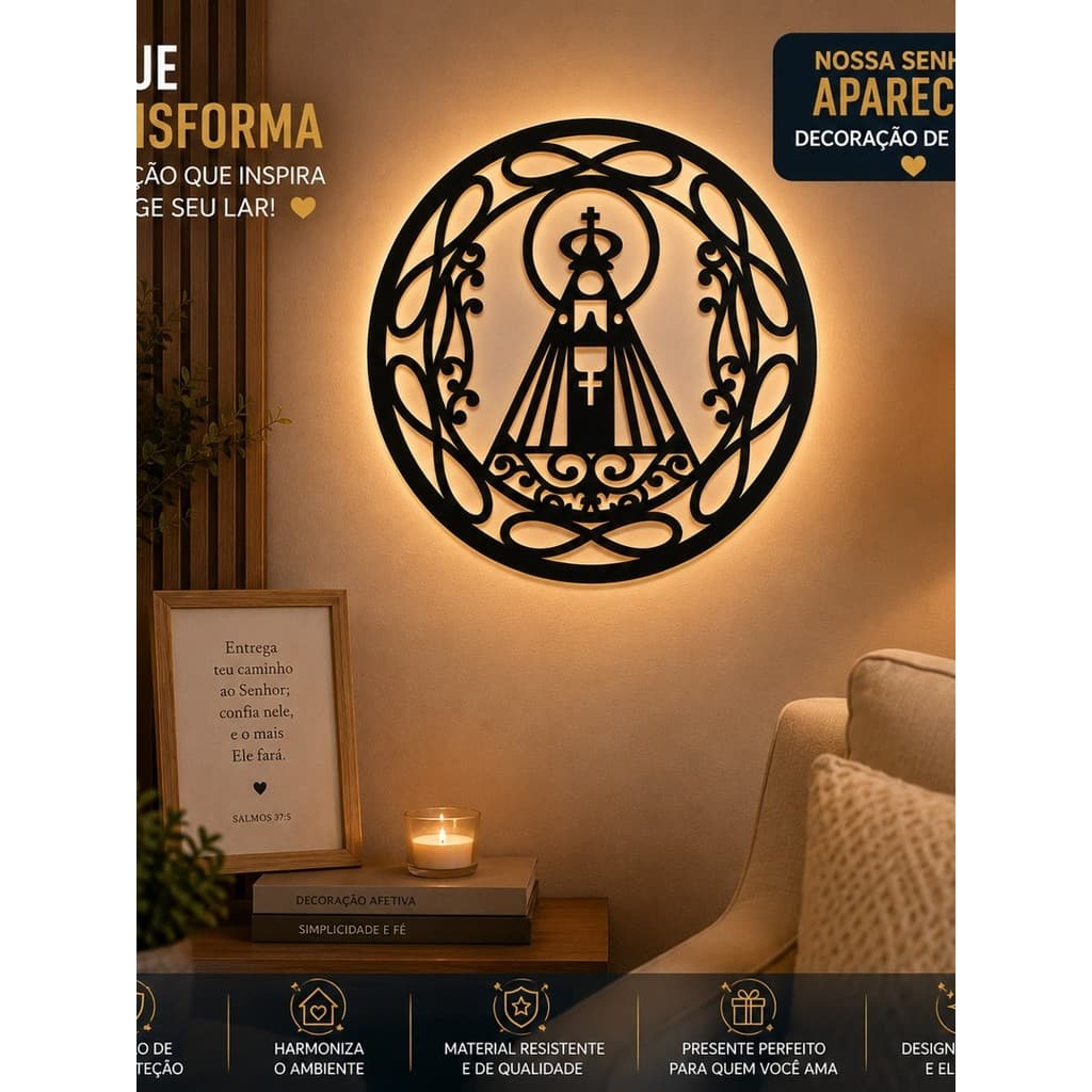 Nossa Senhora Aparecida Decoração De Parede Em Metal Mandala Religiosa Católica Quadro Decorativo Para Sala Quarto Escri