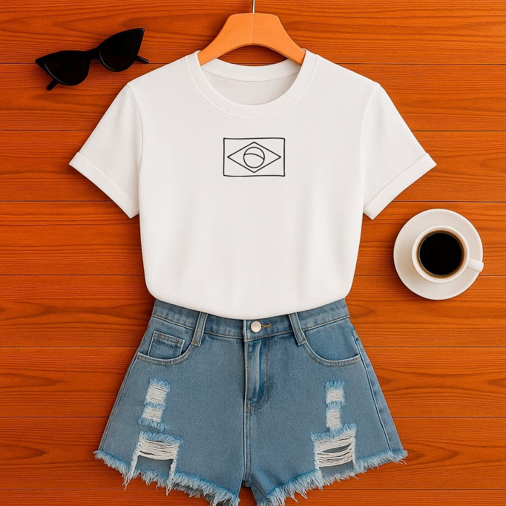 Blusinha T Shirt Baby Look Bandeira do Brasil Brasileira Camiseta Feminina 100% Algodão Várias Cores