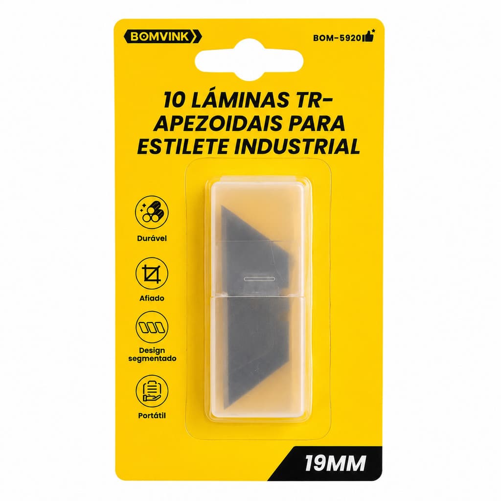 Lâmina Para Estilete Industrial 19mm Caixa Com 10 Unidades