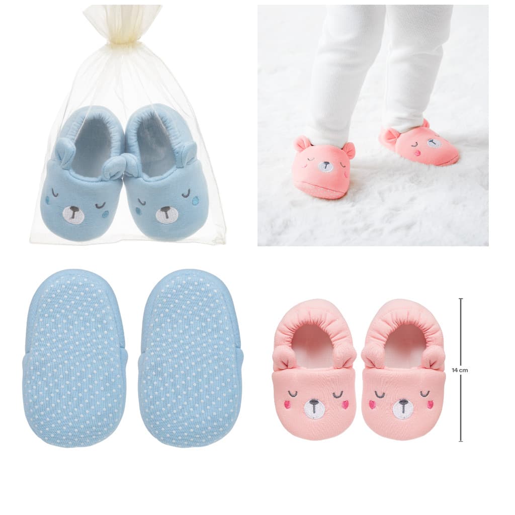 Pantufa Ursinho Buba Bebê Infantil Macia Quentinha Antiderrapante