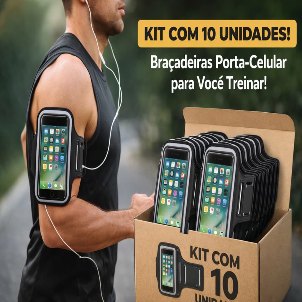 Kit 10 Braçadeiras Suporte Braço Celular Treino Corrida
