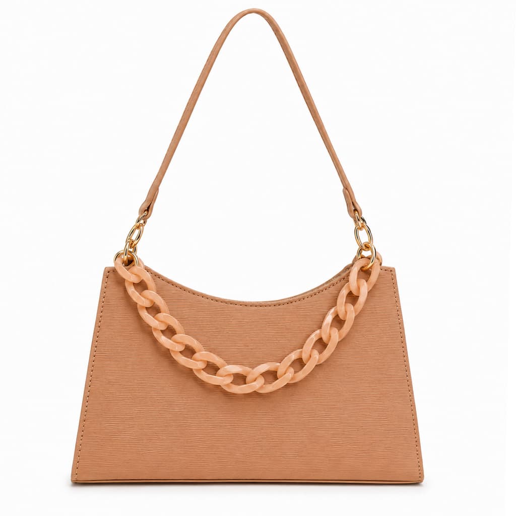 Bolsa Feminina Com Corrente Minimalista Alça Resistente Ajustável Estruturada Festa Presentear