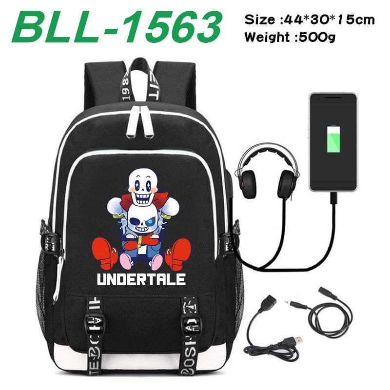 Bolsa Escolar De Lona UNDERTALE Com Carregamento Usb Mochila De Desenho Animado Para Estudantes