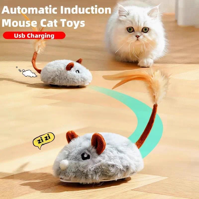 Brinquedo Interativo para Gatos com Som Eletrônico de Rato Real, Brinquedos para Gatos de Interior, Brinquedo Automático