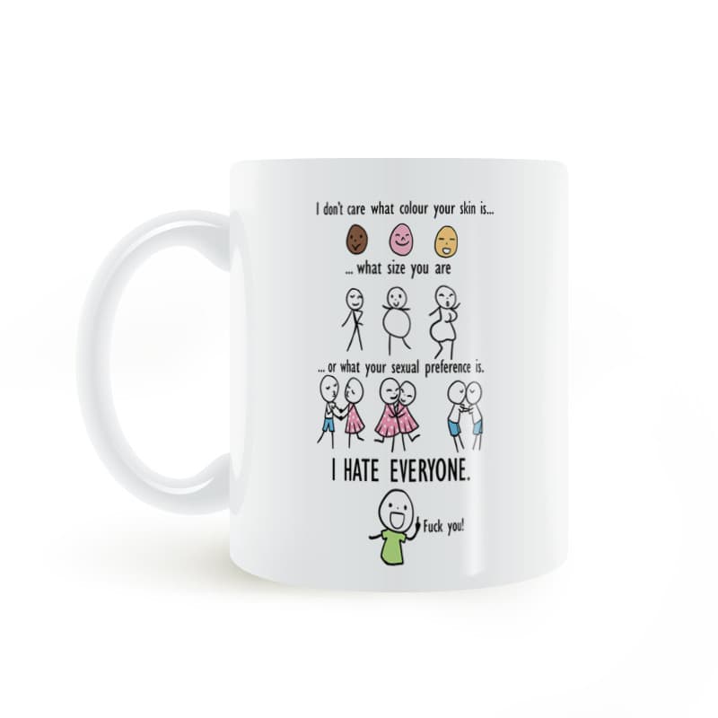 Eu Não Me Importa , Odeio Todos Caneca Anti-Social Copo Branco