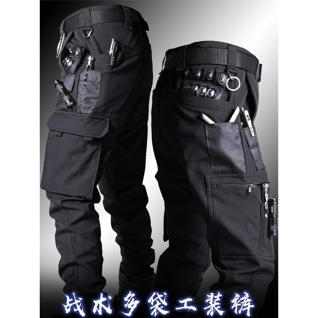 Jaqueta masculina com vários bolsos, outono inverno, forro de lã, engrossado, à prova de vento, à prova d'água, função t