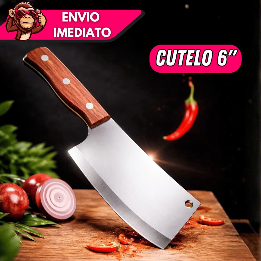 Cutelo Cozinha Pesado Faca Açougueiro Profissional Para Cortar Osso e Carne