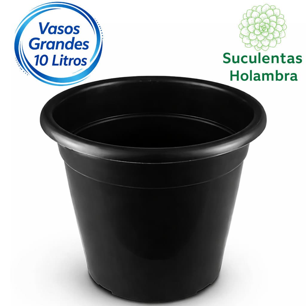 Kit 5 Vasos Redondos Grande Preto 10 Litros