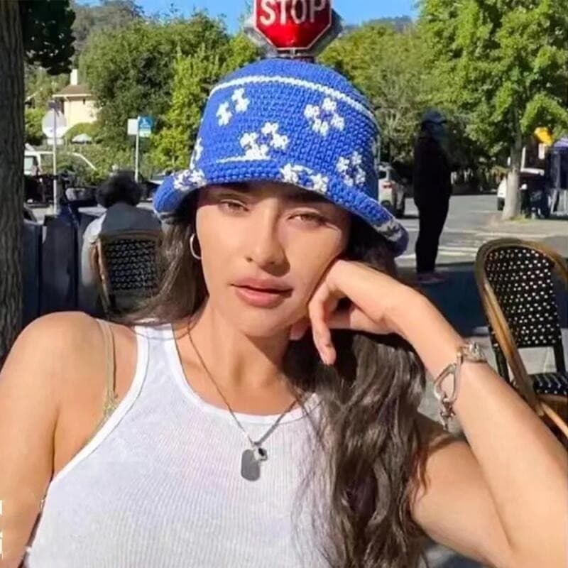 Novo Chapéu Bucket de Crochê da Moda Panamá, Chapéu de Verão Dobrável, Boné de Sol Feminino, Chapéu Bucket Multicolorido