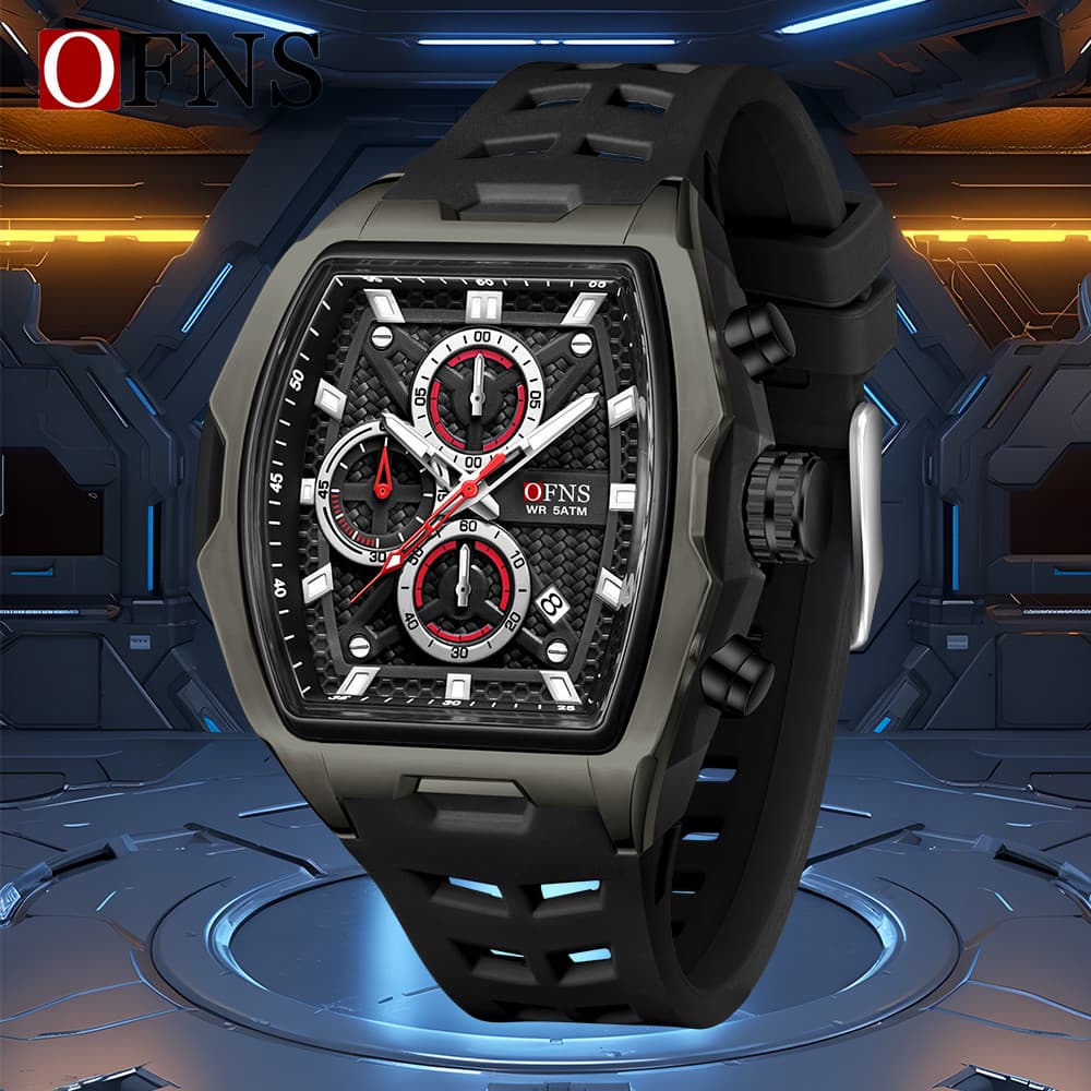 OFNS 1205 Relógio Eletrônico Masculino Mostrador Grande Esportes Led Analógico Digital Cronógrafo Dual Display Homem Rel