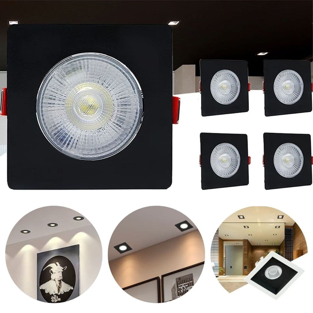 Luminária Spot LED Embutir 7W/5W Bivolt Quadrado/Redondo Preto/Branco Quente/Frio Design Versátil