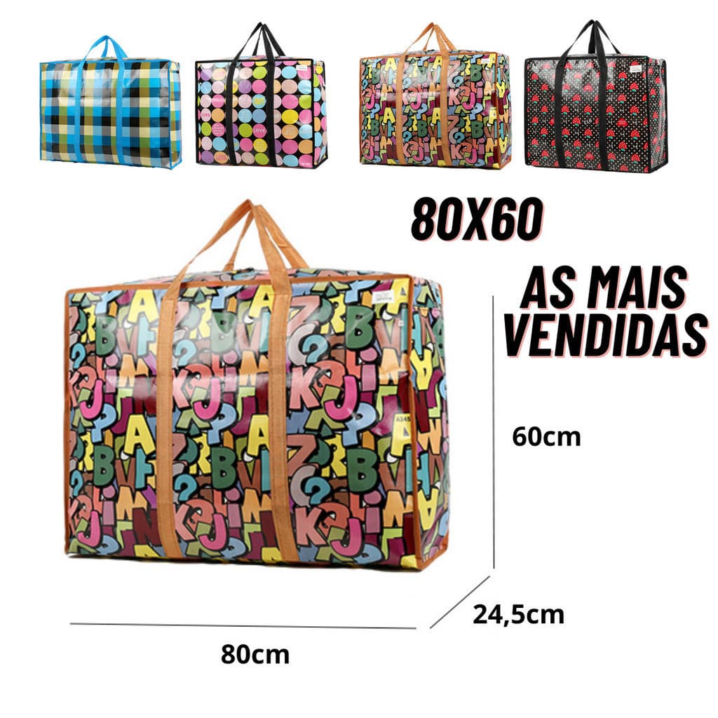 Sacolão Bolsa com Zíper – Organizador de Armário e Roupas para Viagens