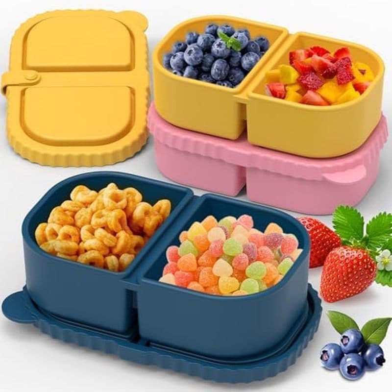 ICEROYCE 3 Pacotes De Recipientes Reutilizáveis De Silicone Para Lanches Com Tampas , De Armazenamento De Alimentos À Pr