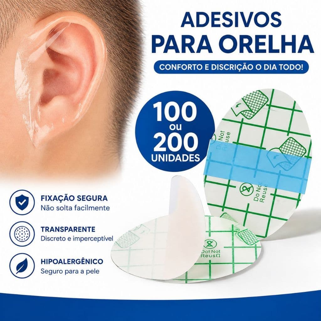 Adesivo Impermeável Orelha Banho Natação Infantil 100 ou 200 Unidades