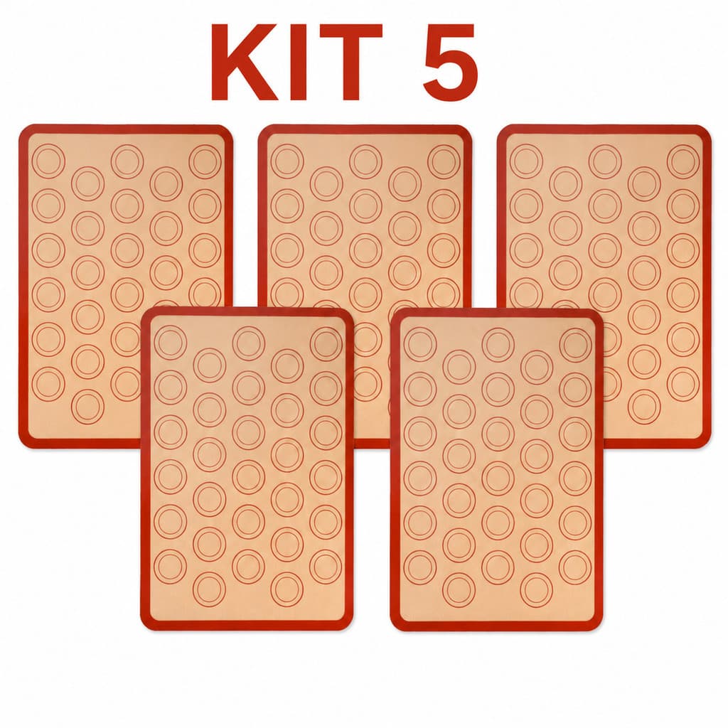 Kit 5 Tapetes de Silicone Antiaderentes para Forno – Reutilizáveis e Resistentes ao Calor 42x30cm