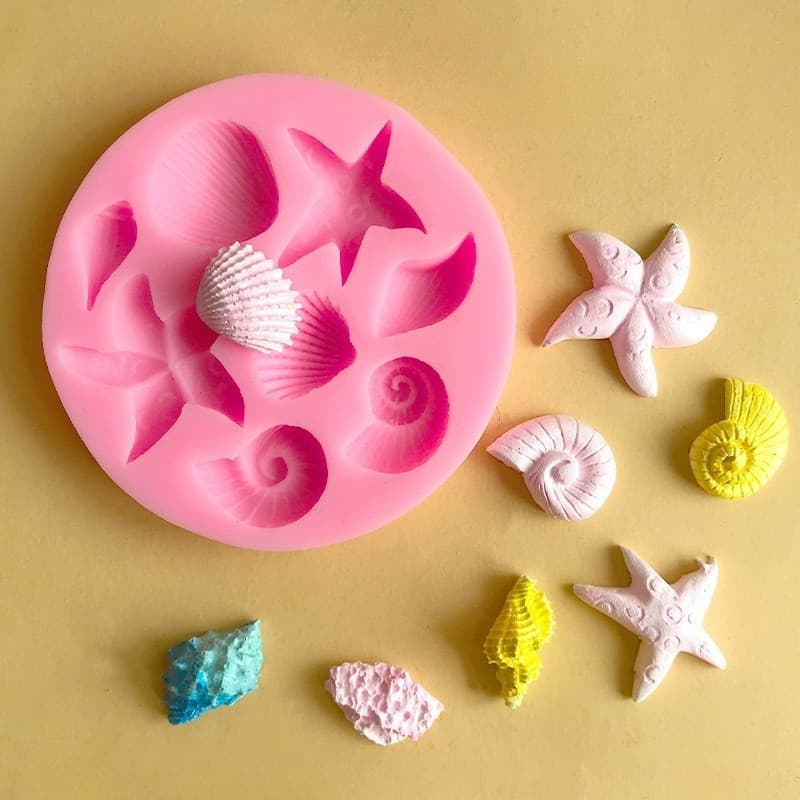 Molde de Silicone 3D Criativo de Concha de Vida Marinha para Decoração de Bolos, Ferramenta de Chocolate, DIY para Confe