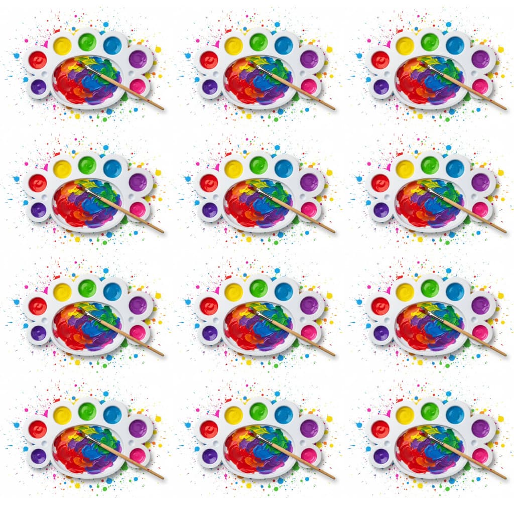 Kit 14 Bandejas De Plastico Paleta Godê 8 Cavidades Para Pinturas Tinta Aquarela Escolar Artesanato