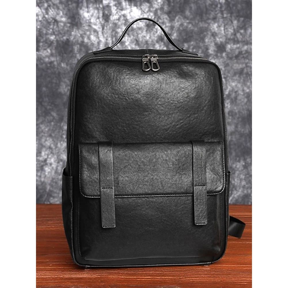 Mochila masculina de couro genuíno, primeira camada de couro, bolsa de viagem, negócios, comércio exterior, computador,