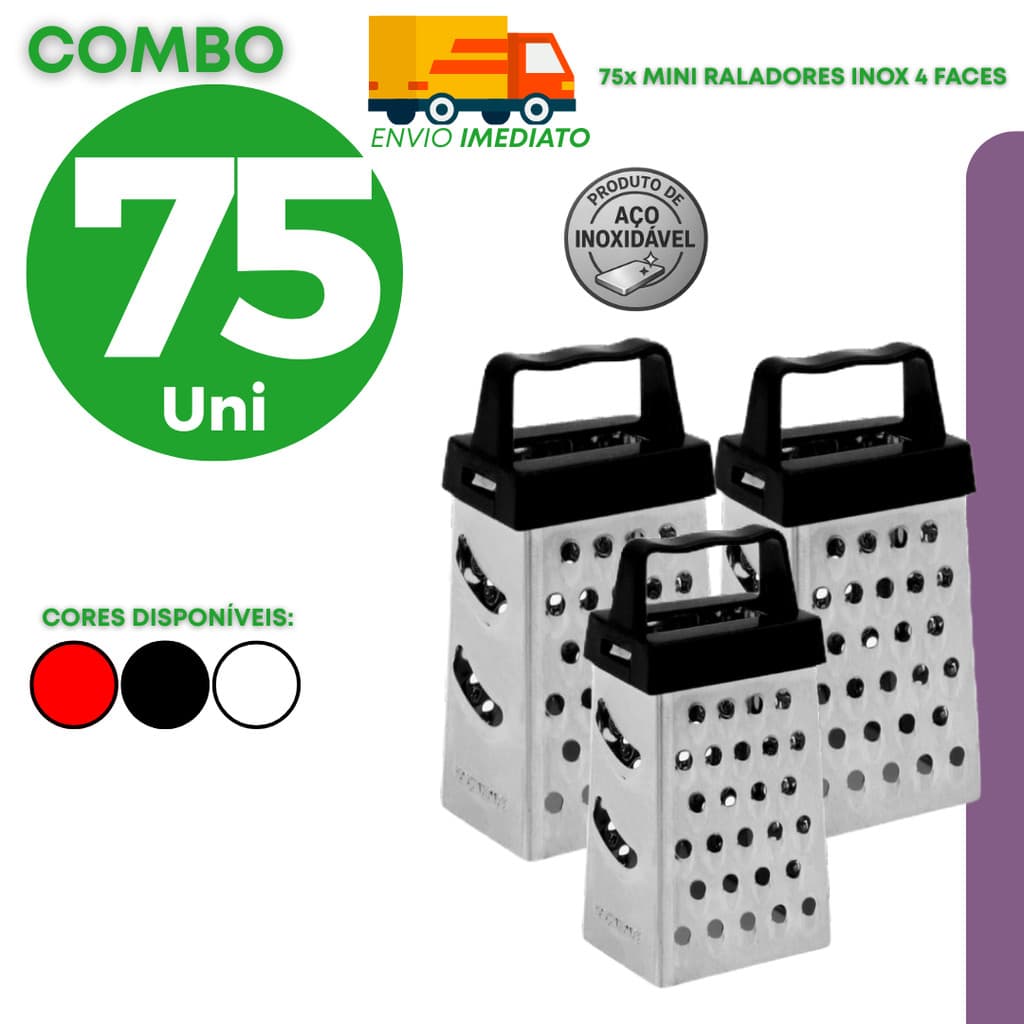 Conjunto Mini Ralador 4 Faces Aço Inoxidável Atacado Industrial Super Lote Distribuição Profissional