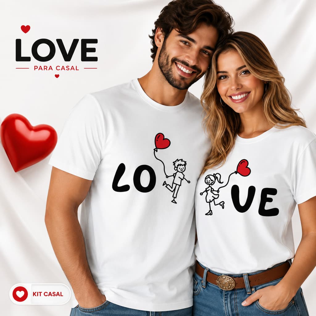 Kit Camisa Casal T-shirt Dia dos Namorados Camiseta Casal Personalizada Masculina Feminina Tendencia