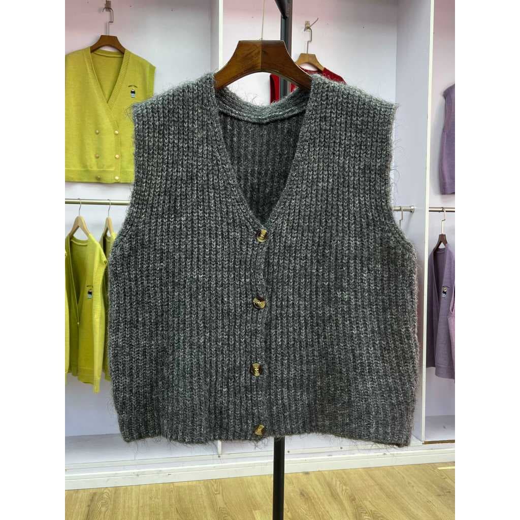 373 2024 outono inverno novo estilo colete de malha feminino solto mais magro olhar All-Match sem mangas camisola colete