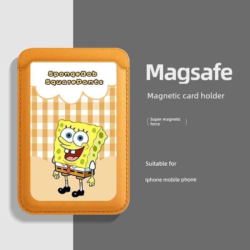 carteira magsafe Bob Esponja Calça Quadrada Adequado para Apple Novo Estilo Suporte para cartão magnético magSafe iphone