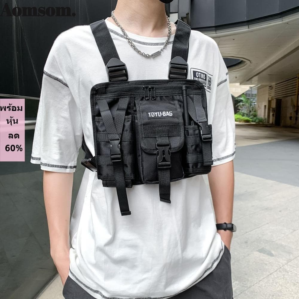 Mochila Para Equipamentos De Trabalho Ao Ar Livre AOMSOM , Bolsa De Peito De Ombro Masculina E Feminina Com Zíper De Cor