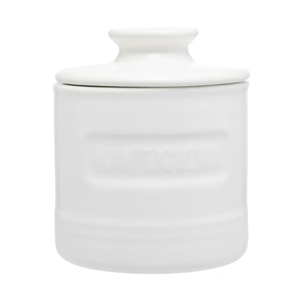 Manteigueira Francesa De Cerâmica Com Tampa Branca Matte 8 x 8 x 9Cm Wolff