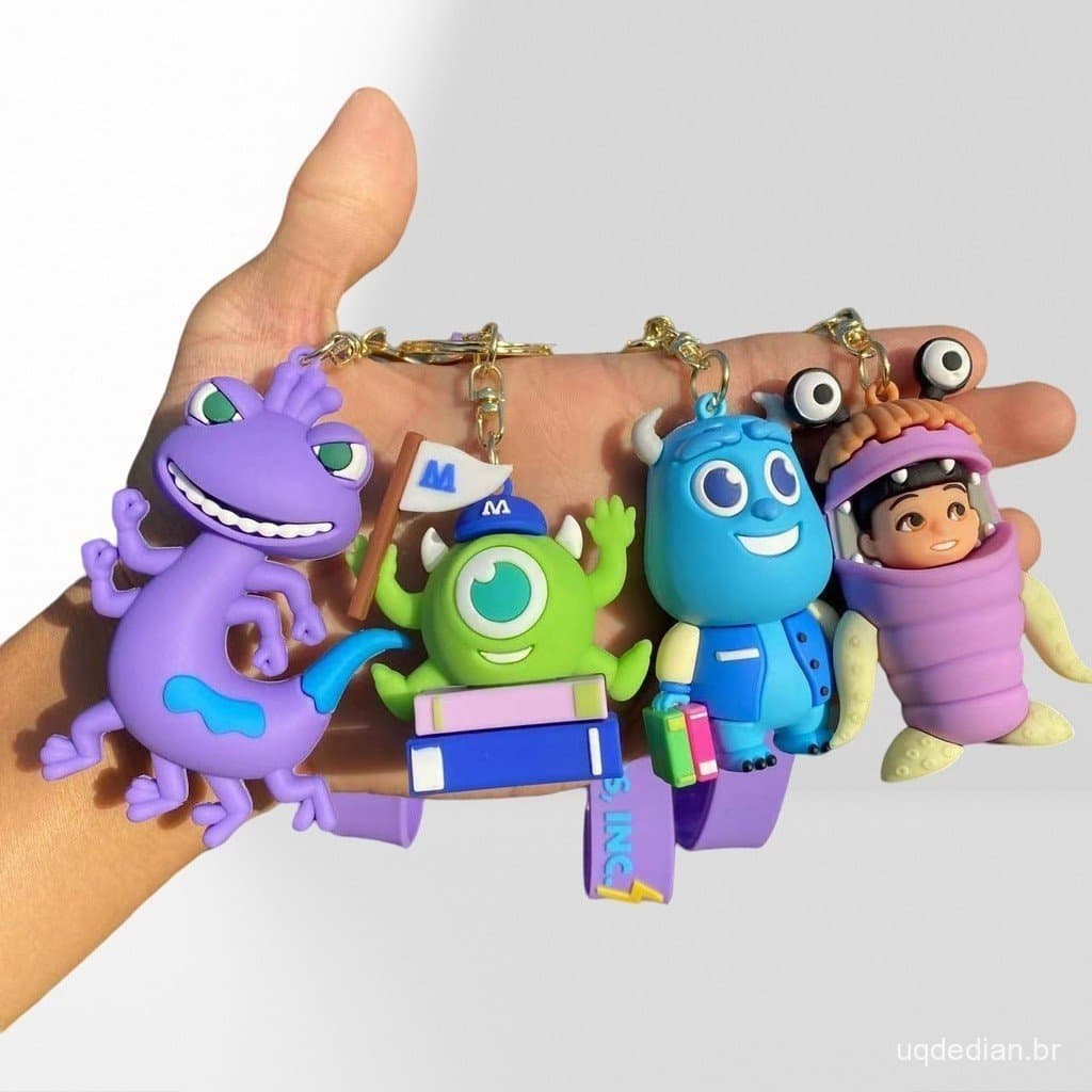 Chaveiro personalizado empresa de energia monstro dupla face 3D chaveiro Monstro de três olhos bonito chaveiro menino