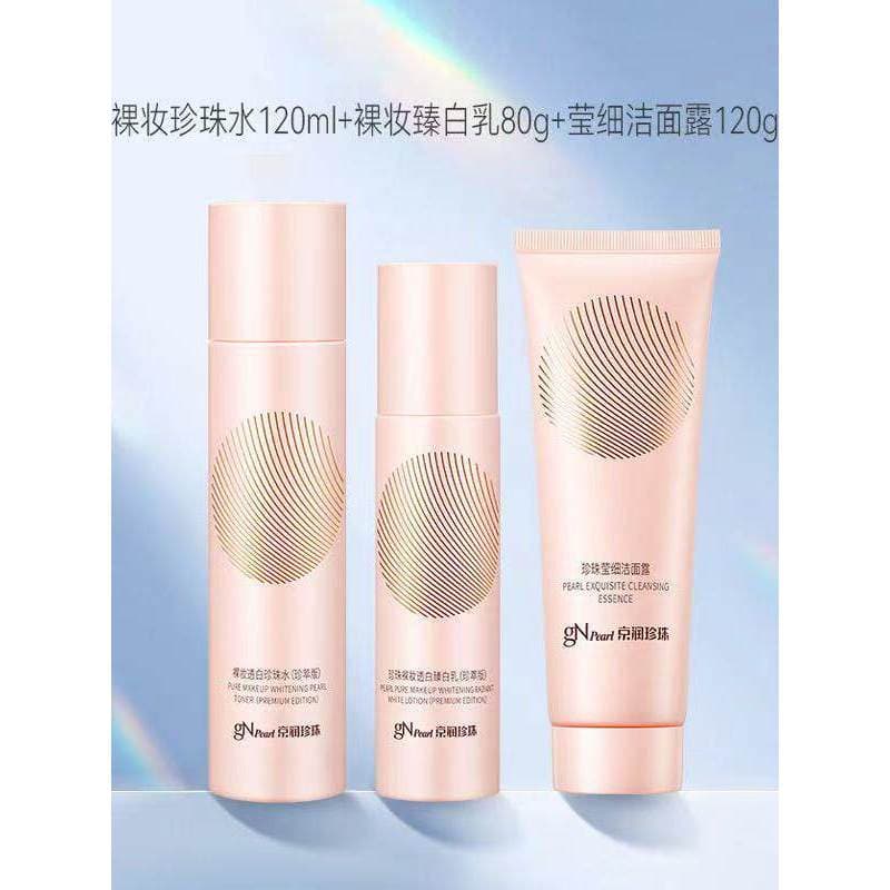 Conjunto de loção de água Jingrun Pearl Maquiagem Nude Transparente Branco Pérola Loção branqueadora de água Melhora o e