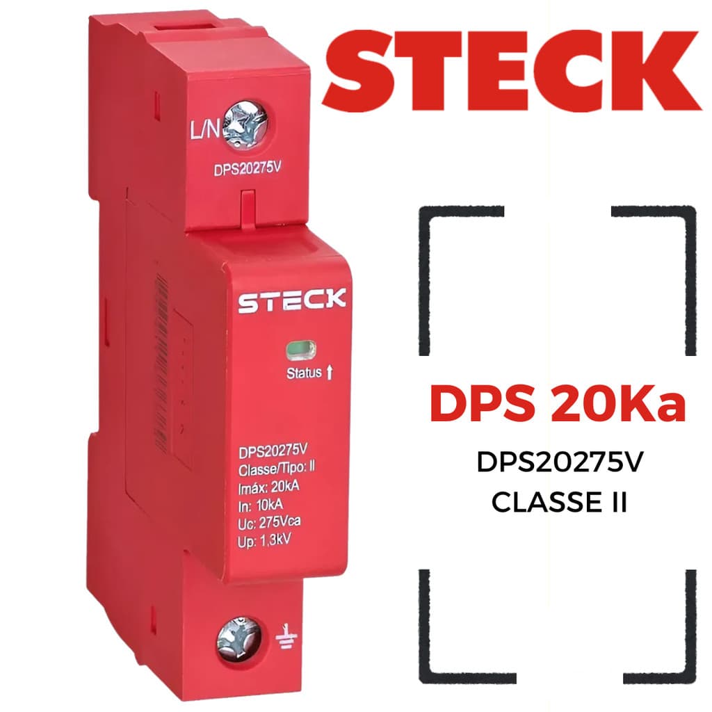 Dispositivo De Proteção contra Surto Dps 20ka 275vca Classe 2 Steck