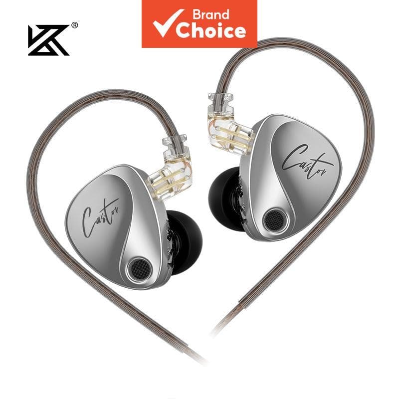 KZ Castor Fone de Ouvido com Fio Intra-Auricular HIFI 2 Dinâmicos de Alta Qualidade Ajustável Monitor de Braço