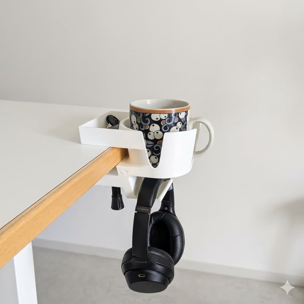 Porta Copo para Mesa com Presilha Suporte Fone Organizador
