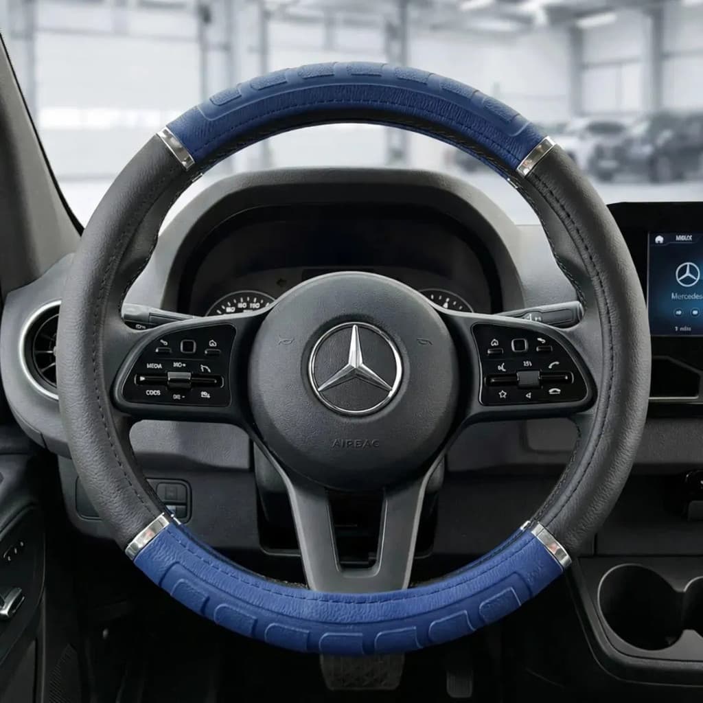 Capa De Volante Van Sprinter 42cm Proteção Couro Sintético Pegada Firme E Conforto