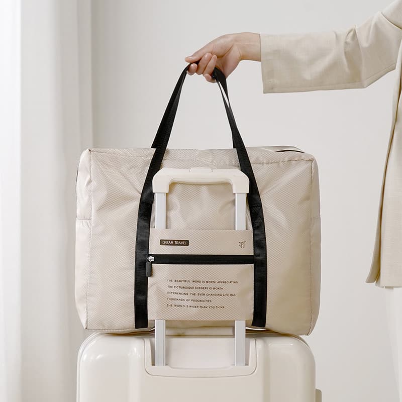 Saco de viagem masculino feminino estudante simples moda curta distância leve pode cobrir carrinho portátil grande capac