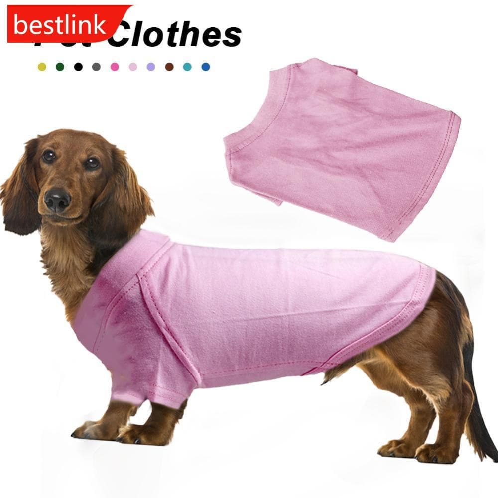 BESTLINK M-XL Camiseta De Cachorro De Cor Sólida Verão Algodão Colete Respirável Camisa Macia Para Dachshund N9Y1