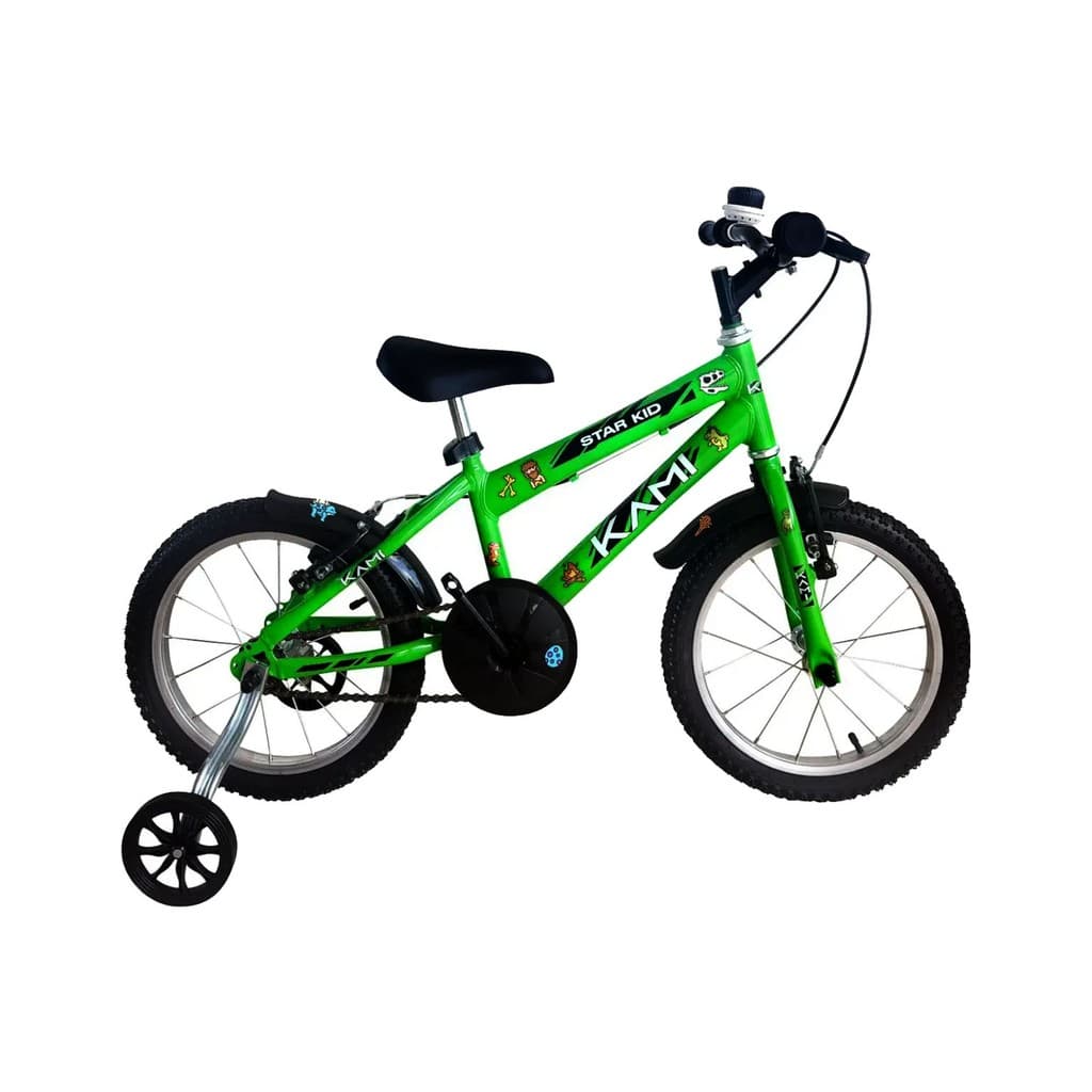 Bicicleta Infantil Aro 16 Kami Star Kid Dino Verde Menino