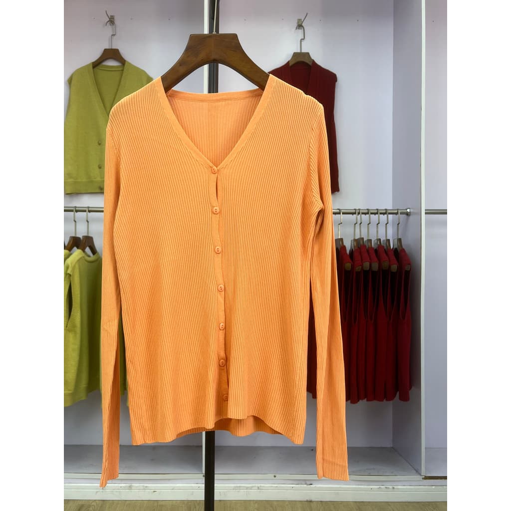 535 cardigan de malha feminino 2025 primavera novo estilo com decote em V manga comprida fino cardigan feminino camisa d