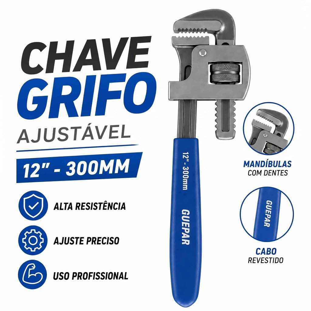 Chave Grifo 12 Pol Para Tubos Canos Conexões Hidráulica Manutenção E Reparos