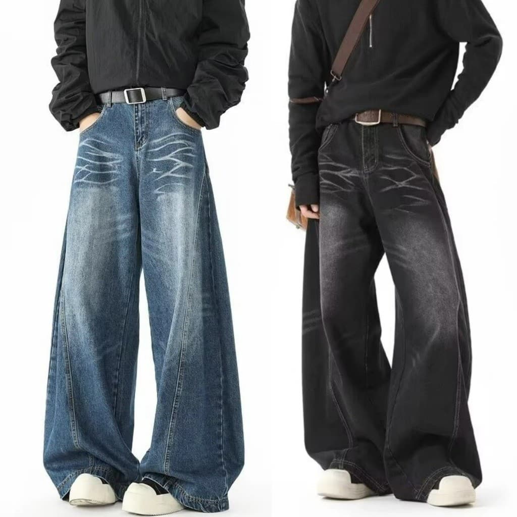 [spot + Preço Por Tempo Limitado] Seluar jeans lelaki Calças Largas Hip hop Soltos