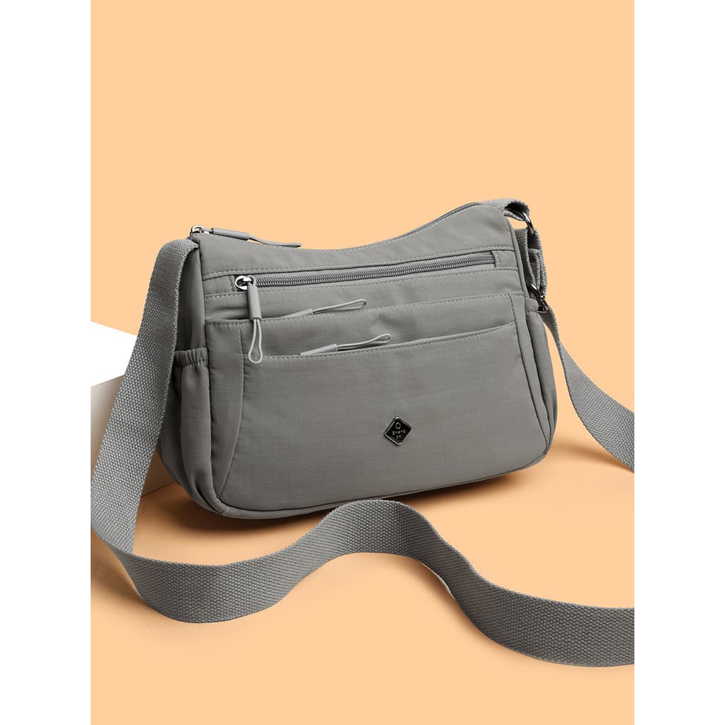 Bolsa mensageiro de tecido Oxford de grande capacidade Bolsa feminina de meia-idade com zíper multicamadas
