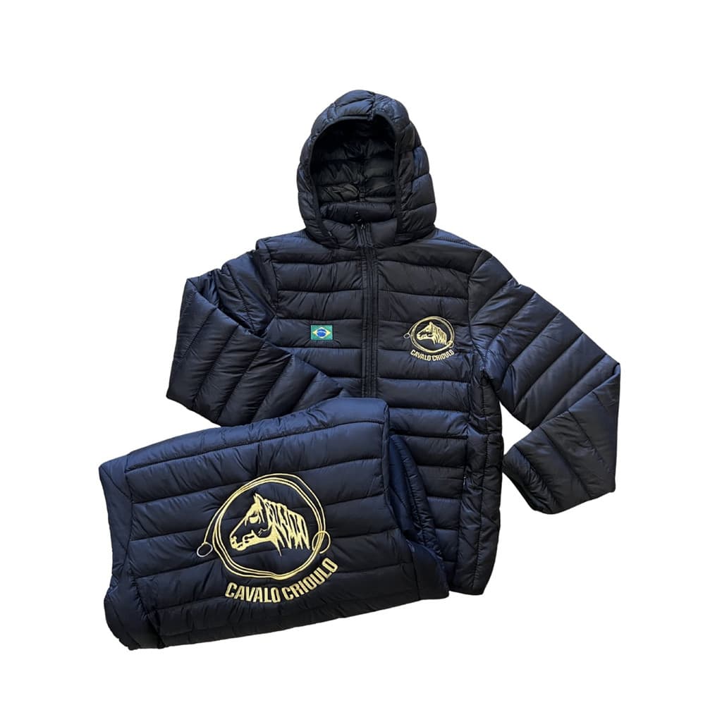 JAQUETA MASCULINA PUFFER COM CAPUZ CAVALO CRIOULO REF: 14232