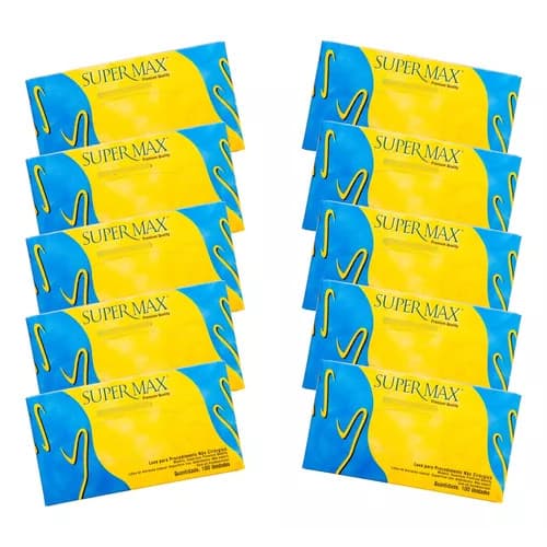 Luva Procedimento Látex com Pó Supermax Premium 100un - Kit 10 Caixas (1.000un) Alta Elasticidade para Odontologia Estét