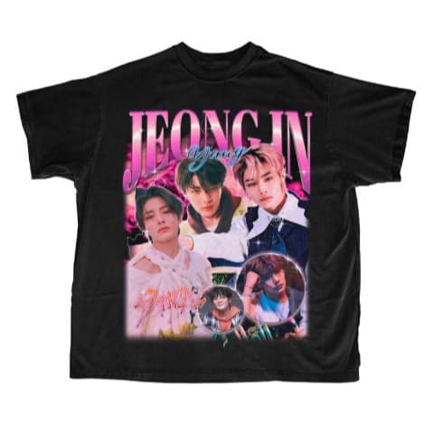 Camiseta  Stray Kids Jeongin Adulto/Infantil Lançamento Camiseta Em Algodao