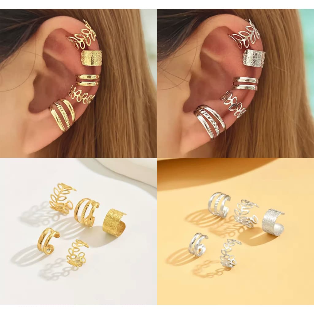 Brinco de Pressão Feminino Kit 5 Piercing Fake Argola Sem Furo Minimalista (Falso) ENVIO IMEDIATO