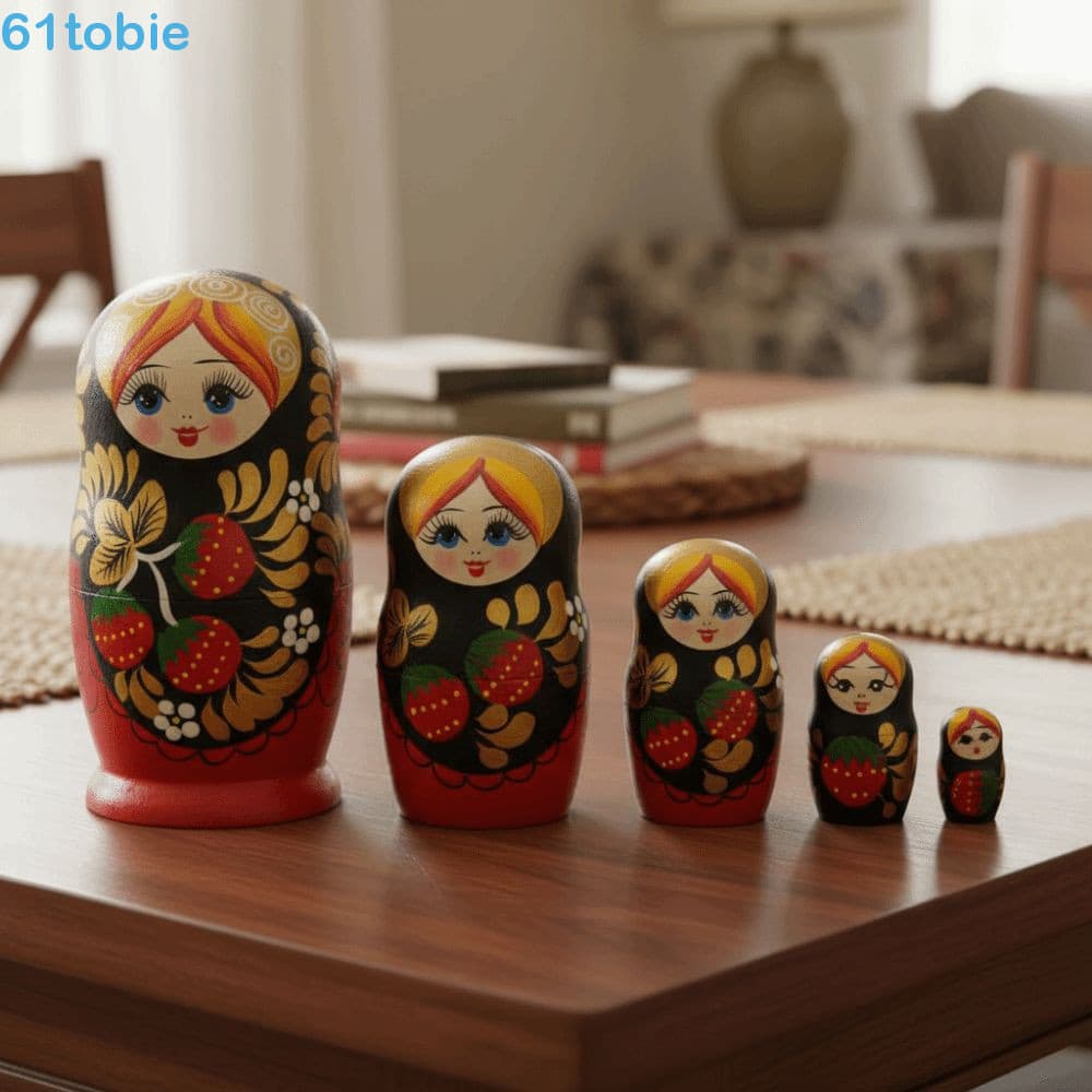 Boneca TOBIE Matryoshka , Bonecas Artesanais De 5 Camadas , Russa Fofa Deocr Para Casa
