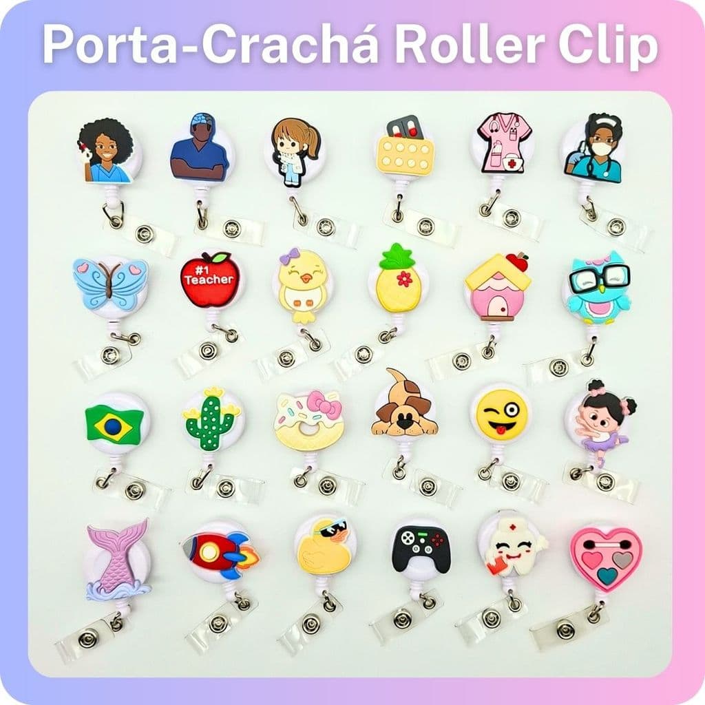 Porta-Crachá Retrátil Roller Clip Divertido