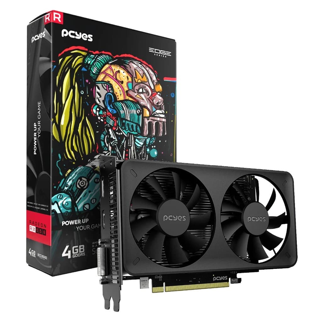 Placa de Vídeo Gráfica Gpu Rx 550 4Gb Gddr5 128 Bits Dual-Fan Projeto Edge Pcyes
